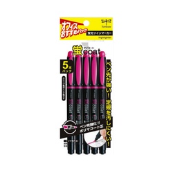 蛍光マーカー　蛍コート　ツイン　桃　５Ｐパック