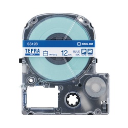 テプラ　ＰＲＯテープ　白ラベル　１２ｍｍ　青文字