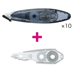 モノエアーペン型詰替式５ｍｍ幅黒×１０＋詰替１個