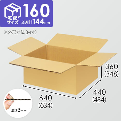 【宅配160サイズ】1100×1100パレットぴったりサイズダンボール箱［1段4箱×5段］（634×434×348mm）3mm B/F C5×C5