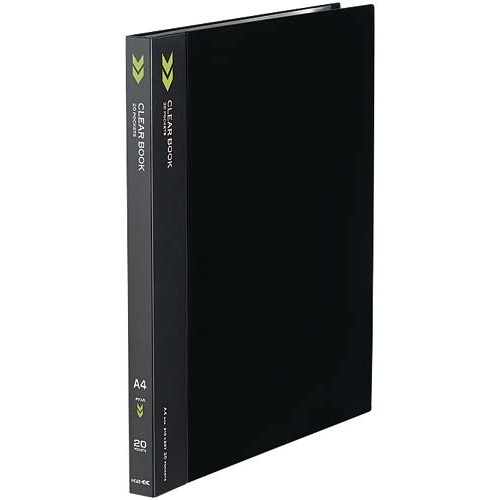 クリヤーブックＫ２　固定式Ａ４縦２０Ｐ黒　５冊