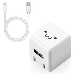 ＡＣ充電器　ライトニングケーブル２．５ｍ　白顔