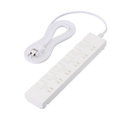 電源タップ　３ｍ　２Ｐ　６個口　簡単抜差　ホワイト