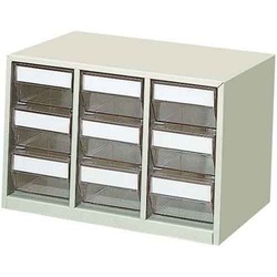 部品ケース３段　仕切板９枚入　ライトグレー