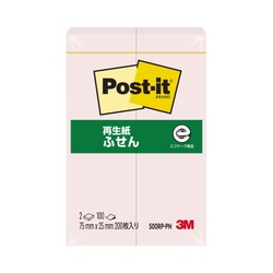 ポストイット　再生紙ふせん　７５×２５　ピンク２冊