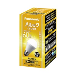 ＬＥＤ電球一般電球（Ｅ２６口金）広配光６０Ｗ温白色