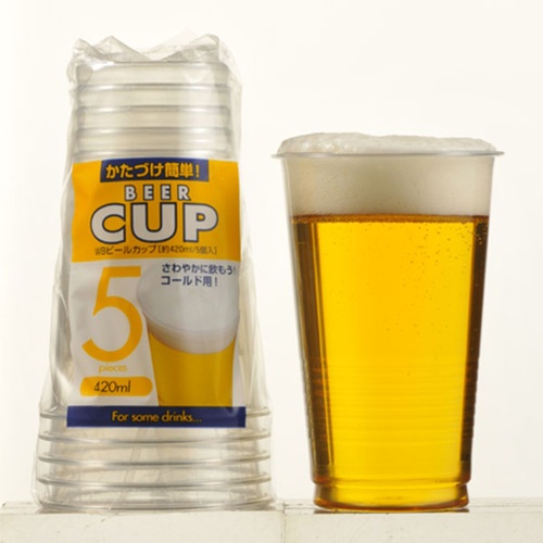 プラコップ WB PETビールカップ420ml 5個入 アートナップ