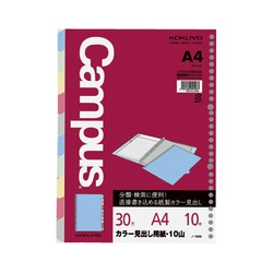 ルーズリーフ用カラー見出しＡ４　３０穴　５色１０山