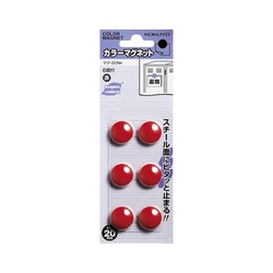 カラーマグネット　直径２０ｍｍ　６個入　赤
