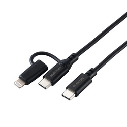 ２ｉｎ１ケーブル　ＵＳＢＣライトニング　１．５ｍ黒
