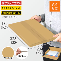 【ベージュ色】厚さ2cm・ヤッコ型ケース（ネコポス・クリックポスト・クロネコゆうメール）