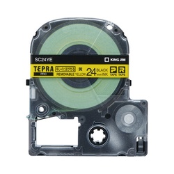 テプラ　ＰＲＯテープ　はがせる黄色黒文字　２４ｍｍ