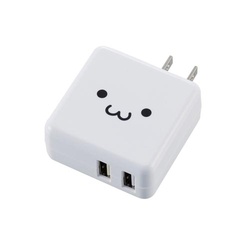 ＡＣ充電器　３．６Ａ　Ａ２ポート　白顔