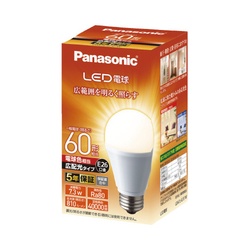 ＬＥＤ一般形電球広配光Ｅ２６　６０Ｗ電球色×３