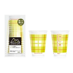紙カップ アンドスケープクリアーカップチェック 300ml 8個入 サンナップ