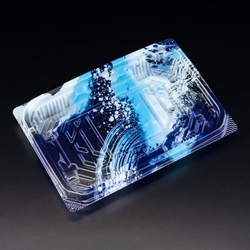 リスパック 刺身容器 バイオ 流派 平17-12B 海洋青 本体