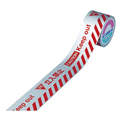 【廃番商品】標識テープ80mm×50m　銀/赤　【緑十字 バリケードテープα（標識テープ） 注意立入禁止 ＢＴ−８０Ｄ ８