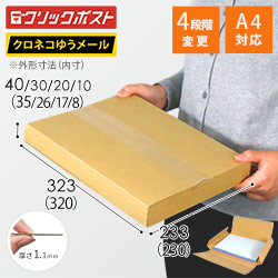 ゆうパケット・定形外郵便】厚さ1〜4cm変更可・ヤッコ型ケース（A4