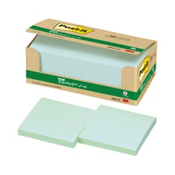 ポストイット　再生紙ノート　７５×７５　緑１０冊