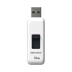 スライド式ＵＳＢメモリ　６４ＧＢ　ホワイト
