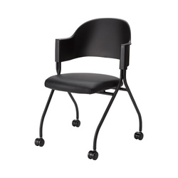 フランチェアレザータイプ黒脚背カバー無　座黒２脚