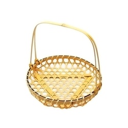 神堂 竹かご 百合竹手付 白 (大)