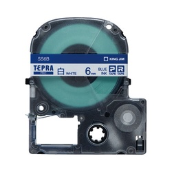 テプラ　ＰＲＯテープ　白ラベル　６ｍｍ　青文字