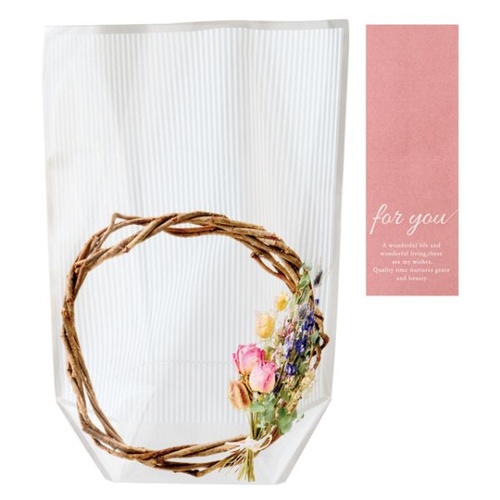 スタンド袋 フォトプリントOPPスタンドバッグ リースフラワー-3(50枚) ヘッズ