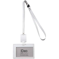 吊下げ名札ＩＤｅｏ革製　名刺ＩＤカード用ヨコ型　白