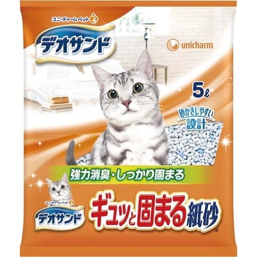 デオサンド　ギュッと固まる紙砂　５Ｌ