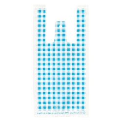 レジ袋 ブルーチェックレジバッグ-4(100枚) ヘッズ