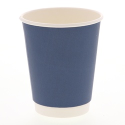 紙コップ 二重断熱カップ 12オンス(400ml) 口径90mm ネイビー 25個/袋