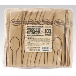カトラリー ウッドスプーン未晒紙袋入 15.5cm 100本 サンナップ