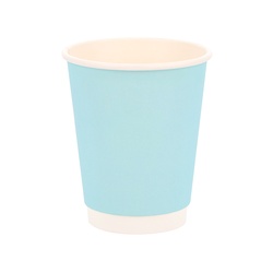 紙コップ 二重断熱カップ 12オンス(400ml) 口径90mm スカイブルー 25個/袋