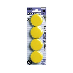 カラーマグネット　直径４０ｍｍ　４個入　黄Ｘ５