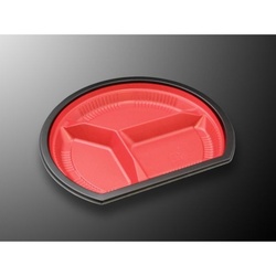 中央化学 弁当容器 CT WF-半月 23A-27 赤黒BKL 本体