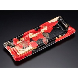 リスパック 寿司容器 しきさい 1-5B 箔おうぎ赤 本体