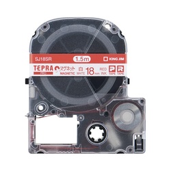テプラ　ＰＲＯテープ　マグネット白色１８ｍｍ赤文字