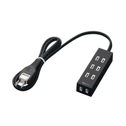 シャッタータップ　４個口　１．０ｍ　ブラック