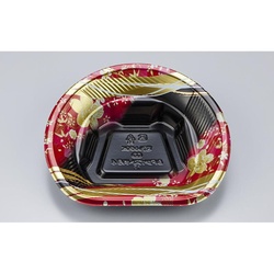 シーピー化成 どんぶり容器 BFツイスト半月4 春菜赤 本体