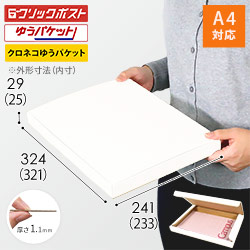 【クロネコゆうパケット・クリックポスト・ゆうパケット】厚さ3cm・N式ケース（白・A4サイズ）