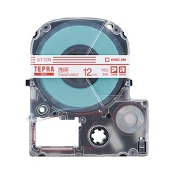 テプラ　ＰＲＯテープ　透明ラベル　１２ｍｍ　赤文字