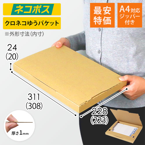 【廃番商品】【最安特価】厚さ2.5cm・ジッパー付きケース（ネコポス最大・A4サイズ）