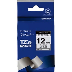 ピータッチ　ラミネート白色テープ１２ｍｍ　黒文字