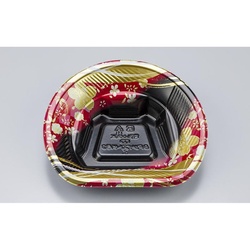 シーピー化成 どんぶり容器 BFツイスト半月3 春菜赤 本体