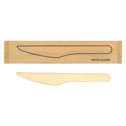 使い捨てカトラリー ウッドナイフ16.5cm紙完封 九州紙工