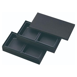 弁当容器 HSH-W250-125 2段貼箱 長手小 中仕切付き (黒木目エンボス) アヅミ産業