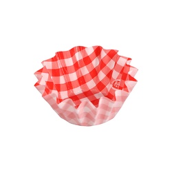 HEIKO 純白ペットケース 5号深 赤チェック 250枚/本