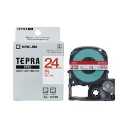 テプラ　ＰＲＯテープ　白ラベル　２４ｍｍ　赤文字