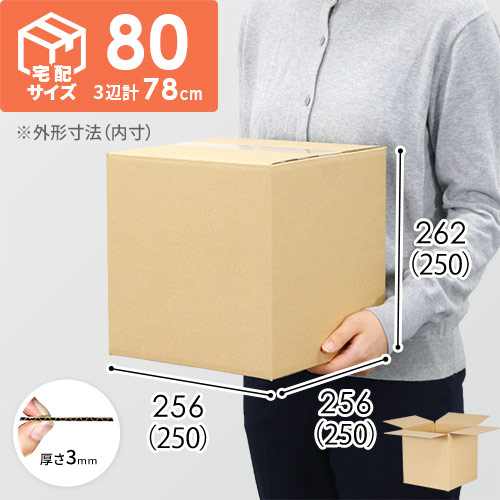 【宅配80サイズ】ダンボール箱（250×250×250mm）3mm B/F C120×C120